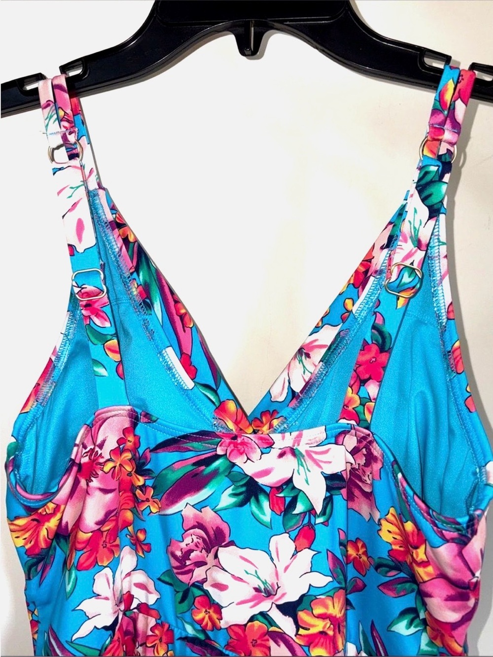 Lands’ End Floral Swim Dress One Piece Swimsuit Size 10-12 Tummy Control - Picture 9 of 15